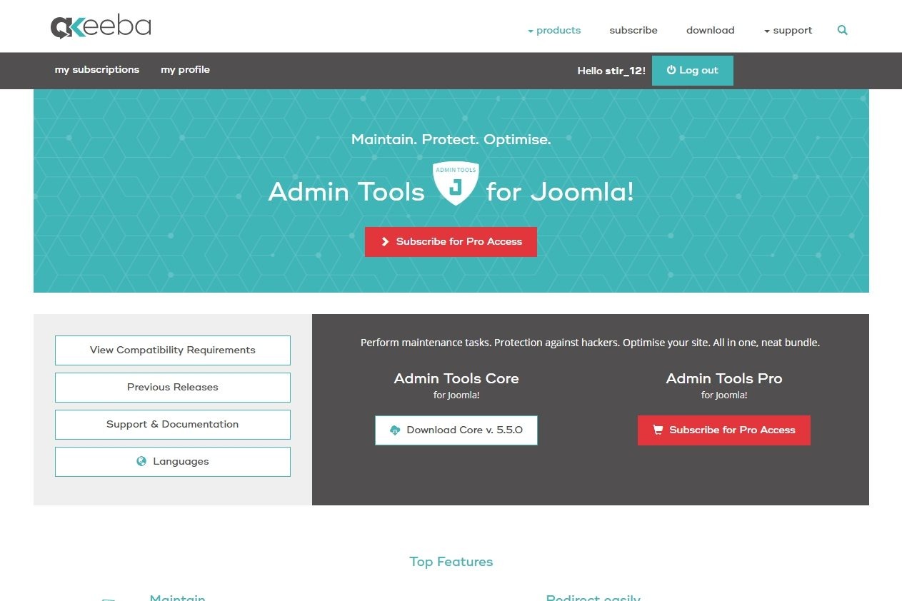 Akeeba Admin Tools 総合メンテナンス　基本機能