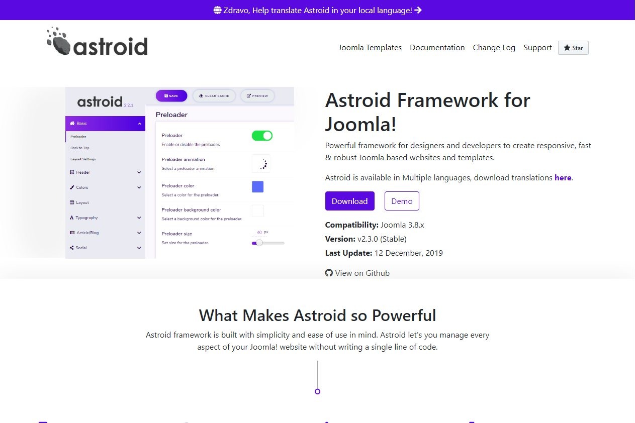 超多機能デザインテンプレートの Astroid Framework for Joomla!
