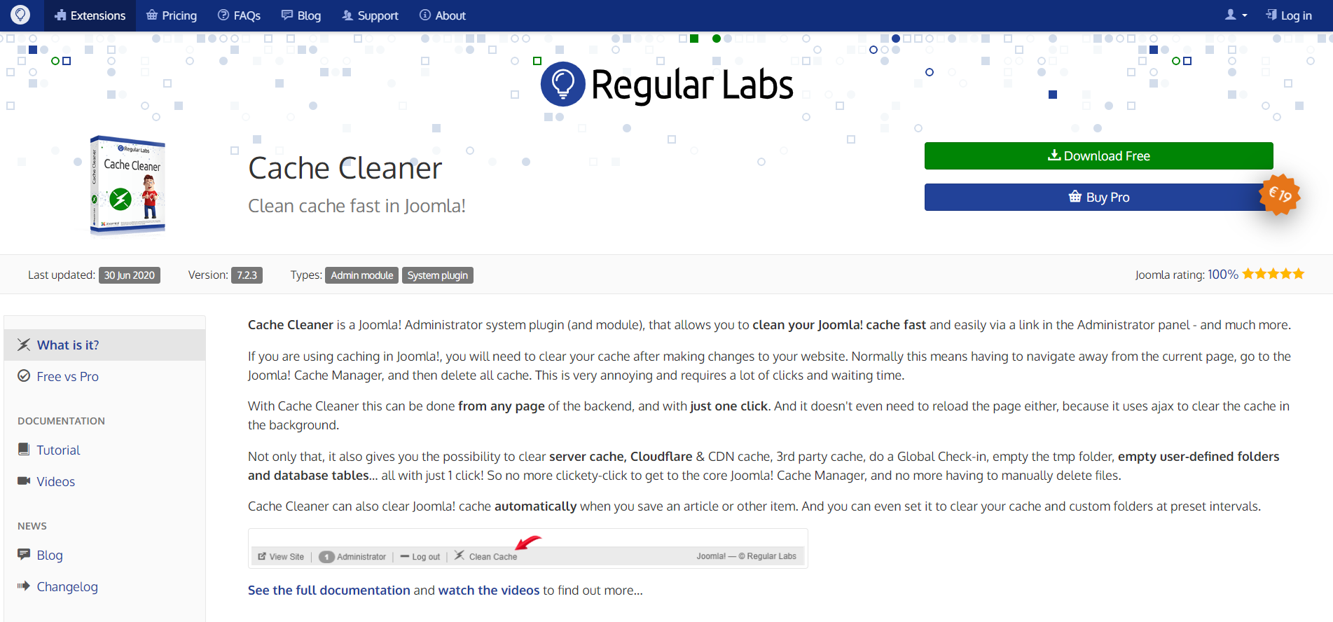 Joomlaのキャッシュ（一記憶ファイル）をワンクリックで削除