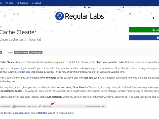 Joomlaのキャッシュ（一記憶ファイル）をワンクリックで削除
